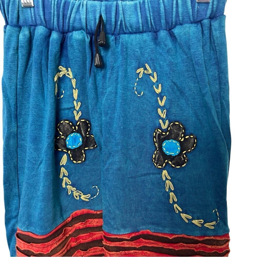 KPC 100% Cotton Embroidered 90's Y2K PatchworkPants, Boho Hippie Free Spirit, M - Picture 3 of 5